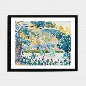 Art Print, Pointillism Patio Landscape